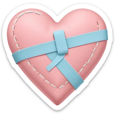 A minimalist pastel illustration of a heart with a bandage, inspired by the ❤️‍🩹 emoji. Soft pastel colors — dusty pink sticker