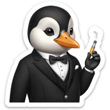 create a genius penguin wearing a classic Dior smoking sticker