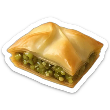 one piece of baklava with pistacio sticker