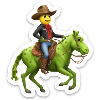 Cowboy Frog riding a horse sticker