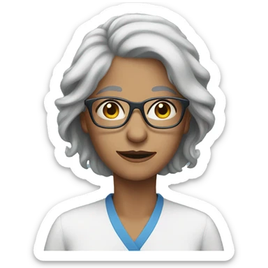 grey hair woman blue eyes glasses sticker