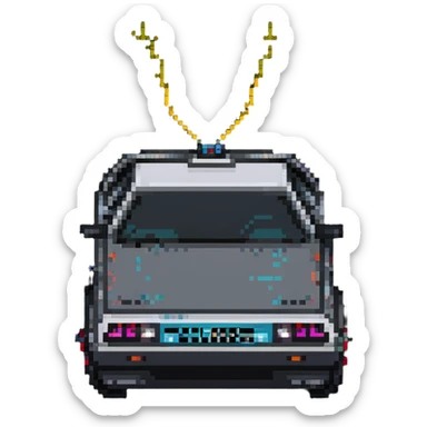 DeLorean car with time circuits sticker