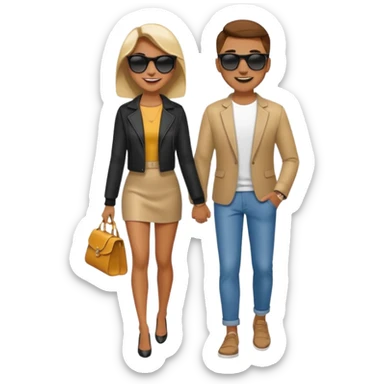full-length stylish couple in sunglasses sticker