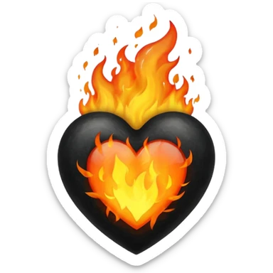 Black Heart and mixed with fire sticker