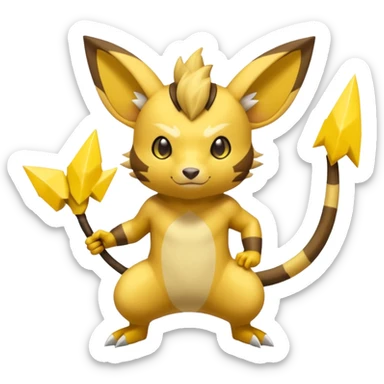 Electric Lemon-Yellow Sharp-Striped Spark-Crackling Agile Raichu-Zeraora-hybrid-Fakémon (full body) sticker