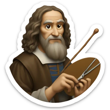 leonardo da Vinci holding an artist's palette sticker