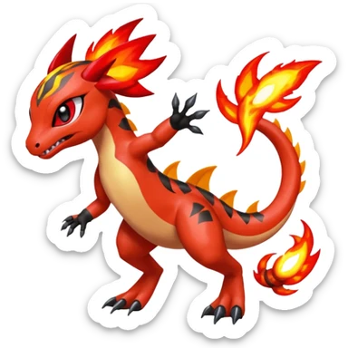 Splash-patterned emotional sparky sparky boom boom painful Meloetta-Guilmon-Salandit-Yveltal-Pokémon-Fakémon-fusion-hybrid-creature sticker