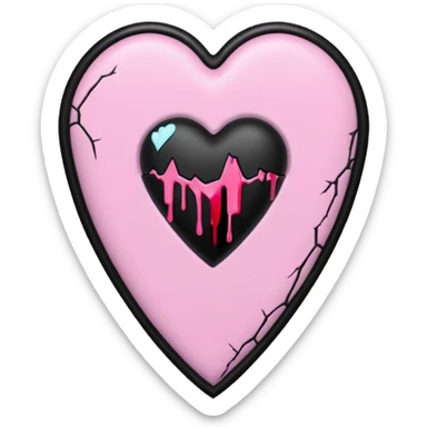 pastel goth heart with pink coffin sticker