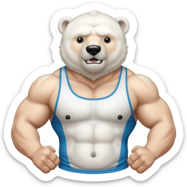 flexing polar bear with tanktop sticker