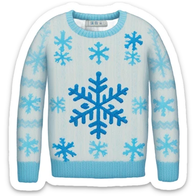 Knit sweater with blue snowflake glittery design sticker