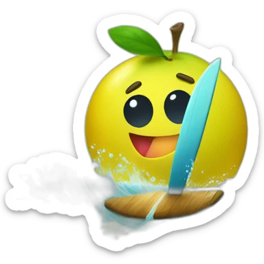 a yuzu fruit surfing sticker