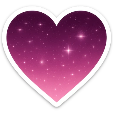 Modify the heart with a night sky gradient to pink night theme with a pink gradient, more stars, and a soft glow. Remove the background entirely  sticker