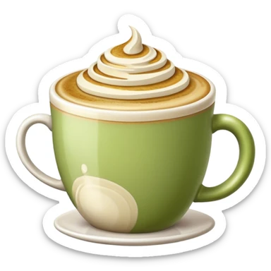 pistachio latte with latte art sticker