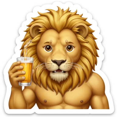 thirsty lion emoji sticker