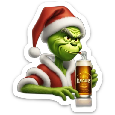 full grinch drinking jack daniels sticker