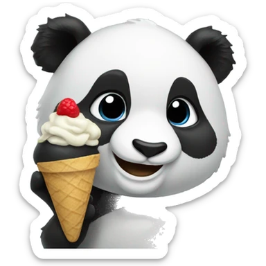 Panda eating ice cream sticker