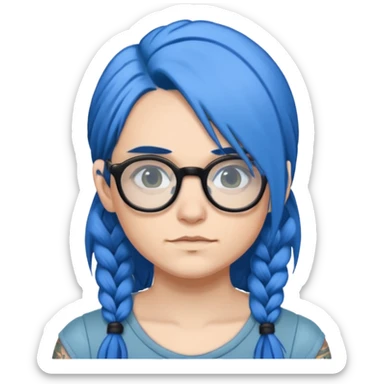 Tattooed & Blue Haired with glasse long hair sticker