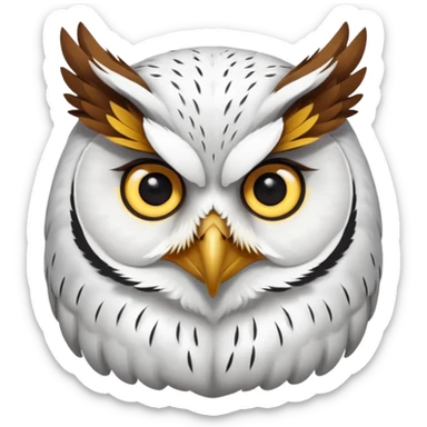 white olw, 45 degree rotate head, questionning sticker