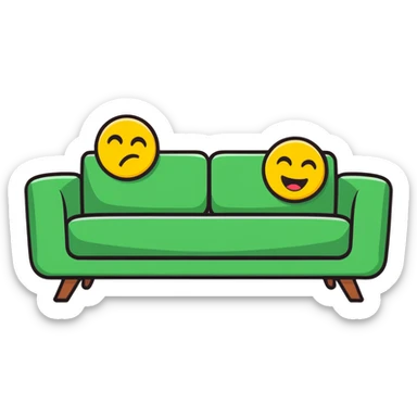 Emoji being bent over a couch sticker
