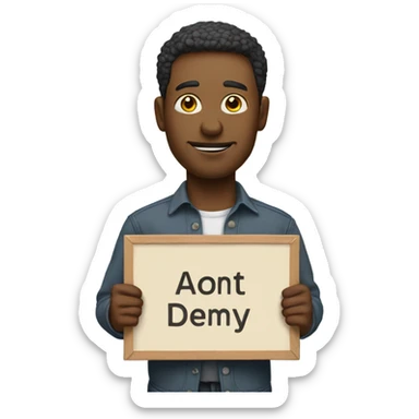 man holding placard sticker