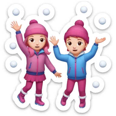 snowball fight pair sticker