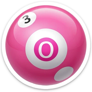 Bola de billar con un número tres rosa sticker