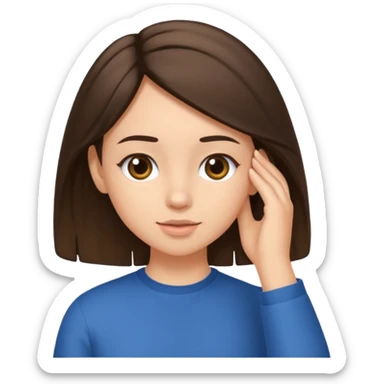 gen z brunette tucking hair behind ear sticker