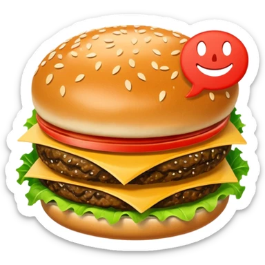hamburger inside a comic book speech bubble sticker