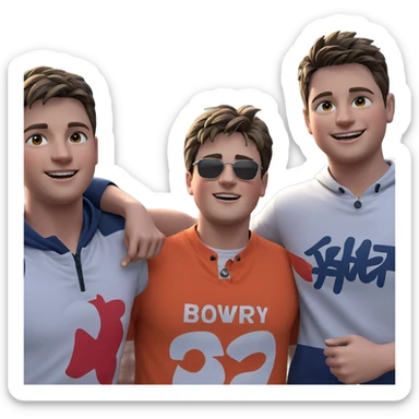 happy boys in outdoor setting sticker