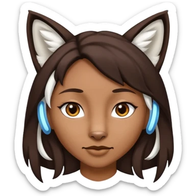 Homme Hybride au cheveux marron foncé avec des oreilles de lynx blanc sticker