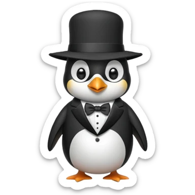 Penguin wearing a suit with a big hat  sticker