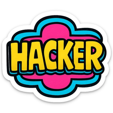 bold, eye-catching logo of the word HACKER in vibrant pop colors style sticker
