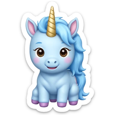 baby blue unicorn, chibi full body sticker
