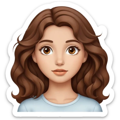 beautiful girl with wavy brown hair, natural makeup look sticker