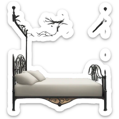 antique iron wrought canopy bed sticker