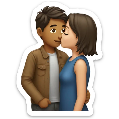 a girl kissing a boy sticker