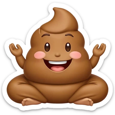 meditating laughing poop emoji at temple sticker