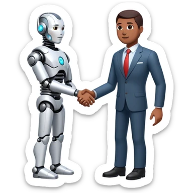 cyborg handshake with business man sticker
