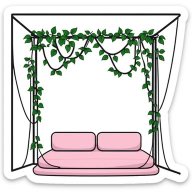 aesthetic room with climbing vines and string fairy lights creating a magical glow sticker