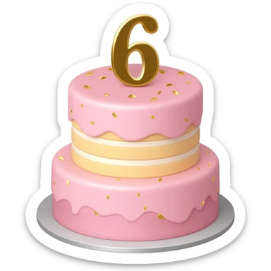 birthday cake with the number 6 on top sticker