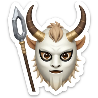 Hilichurl creature from Genshin Impact, wearing a white round mask with horns  sticker