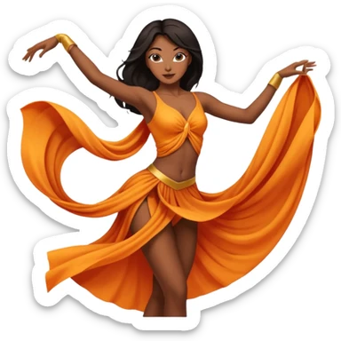 Emoji de una mujer pelinegra bailarina de danza aerea haciendo figuras en la tela sticker