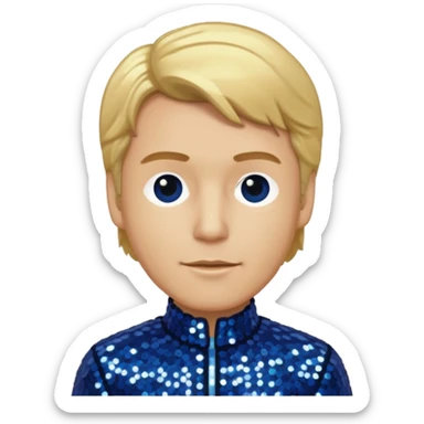 Bill Sage as Coach Heider from Mysterious Skin with light skin, golden blonde hair, dark blue sequin outfit sticker