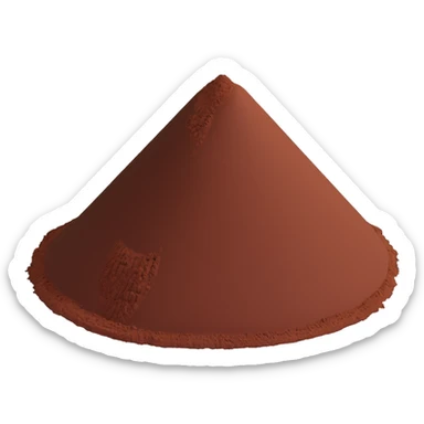 cocoa powder small mound or dusting rich brown fine velvety texture matte finish uneven surface soft ridges color from reddish to dark chocolate brown no spoon container or garnish clean 3D soft lighting transparent background emoji scale sticker