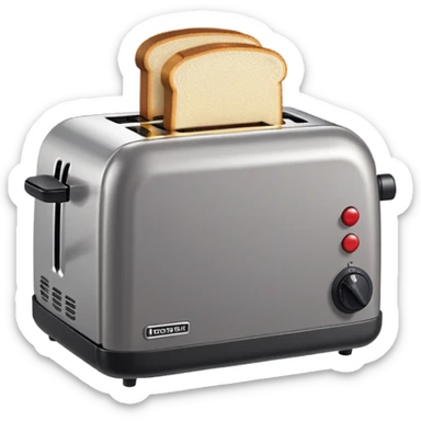 A low-resolution 8-bit pixel art emoji of a toaster, blocky and retro-style, with visible square pixels and a limited color palette. sticker