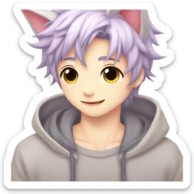 Shy Shiny Cute Attractive Sexy Gorgeous Kawaii Anime Catboy with pretty hair sticker