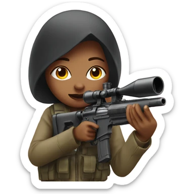 A female cute sniper shoots and a heart goes out on the trigger sticker