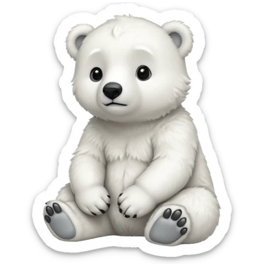 full body polar bear cub sitting sticker