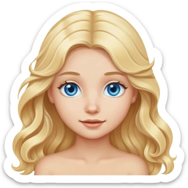 A cute blonde girl with long hair and blue eyes waves hello sticker