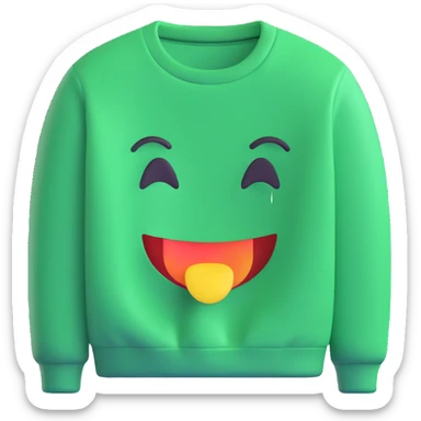 Change the jumper to green, keep 3D emoji style, with no background sticker